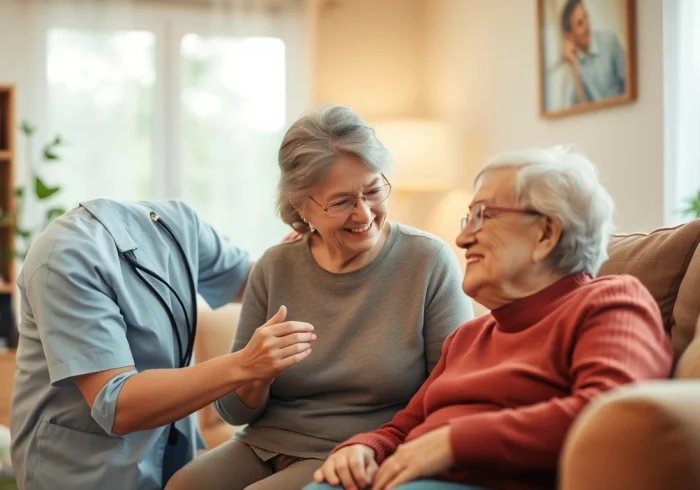 Caregiver providing ambulante pflege castrop rauxel support to an elderly resident in a cozy environment.