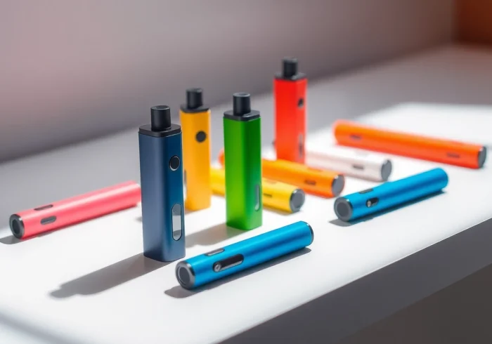 Showcasing dummy vapes in vibrant colors and unique designs to attract vape enthusiasts.