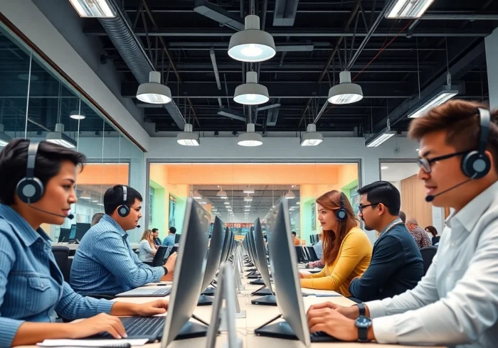 Engaged agents working in call centers in Tijuana, Mexico, showcasing a vibrant and productive environment.