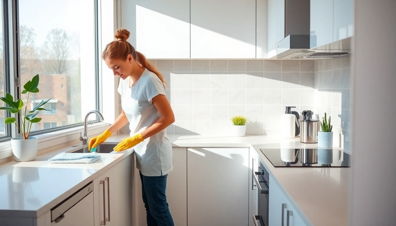 Professional bond cleaning Brisbane service in action, showcasing meticulous kitchen cleaning.