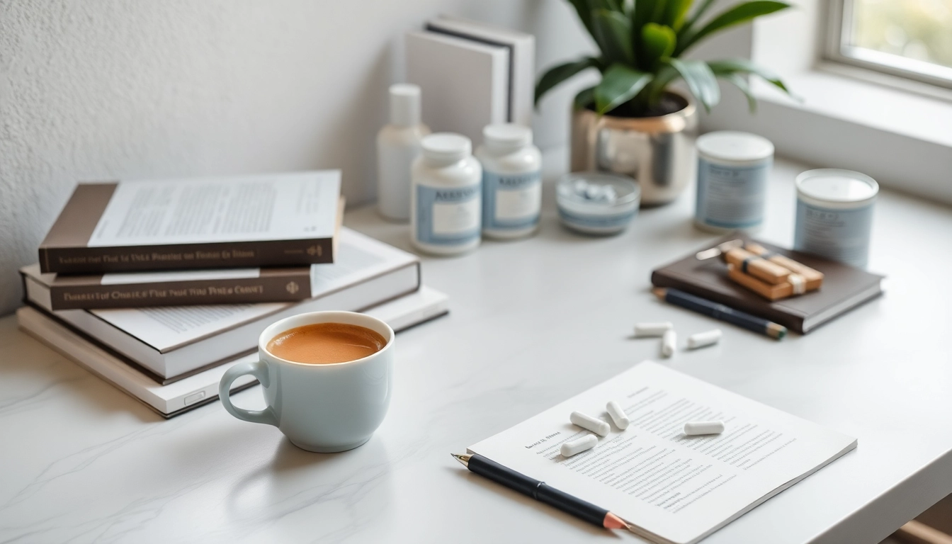 Boost cognitive function with Nootropics supplements on a minimalist workspace.