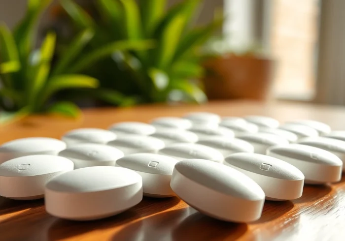 Presenting Bulk 7oh tablets showcasing their distinctive shape and texture against a serene backdrop.