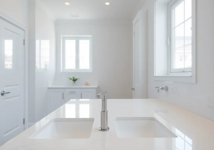 Stunning bath and kitchen remodel featuring elegant fixtures and a modern design.