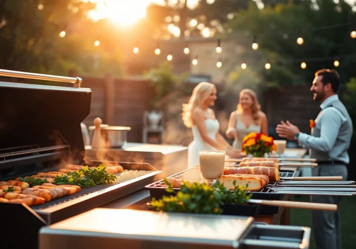 Experience Hochzeit Grill Catering für Berlin with a vibrant BBQ setup featuring inviting grill stations and delightful ambiance.