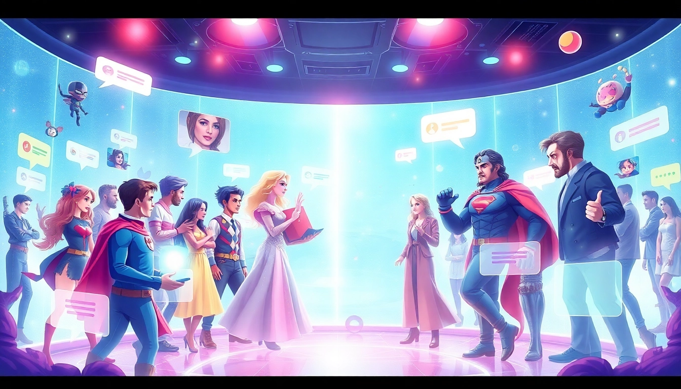 Engaging interaction with character ai in a vibrant futuristic chat interface.