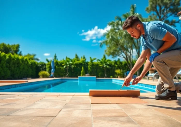 Transforming a backyard with expert pool renovation company during a vibrant renovation process.