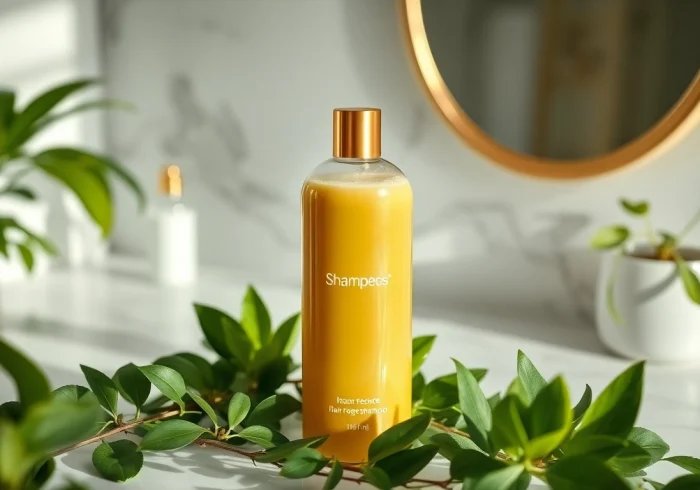 Revitalize your hair with this premium shampoo for hair regrowth showcasing a beautifully crafted bottle.