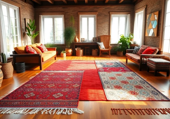 Experience the beauty of Moroccan Boucherouite Rugs in a vibrant living room setting.