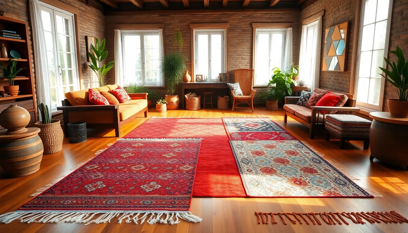Experience the beauty of Moroccan Boucherouite Rugs in a vibrant living room setting.