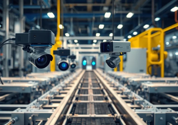 Implementing machine vision technology in a modern industrial setup for quality control.