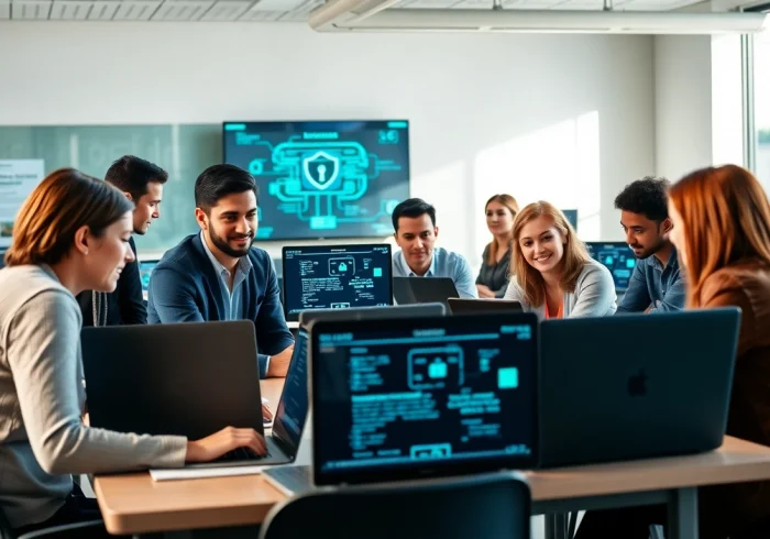 Learn about cybersecurity courses with professionals in an engaging training session.