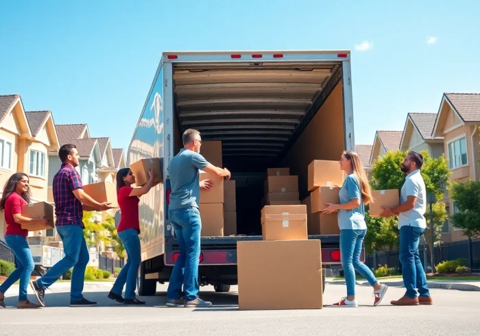 Efficient cheap movers loading boxes into a truck, exemplifying professional moving services.