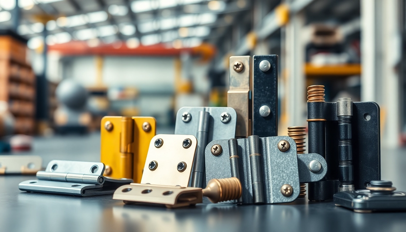 High-quality hinges arranged artfully by a hinge supplier in an industrial workspace.
