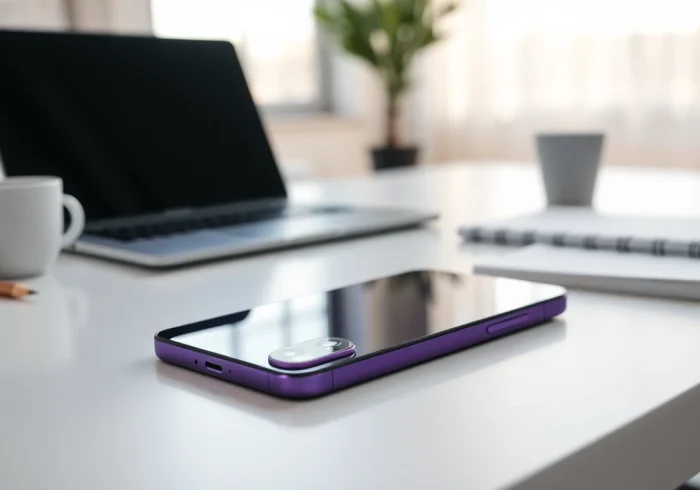 Buy iPhone 16 Pro Max showcased elegantly in a modern office setting with vibrant colors.
