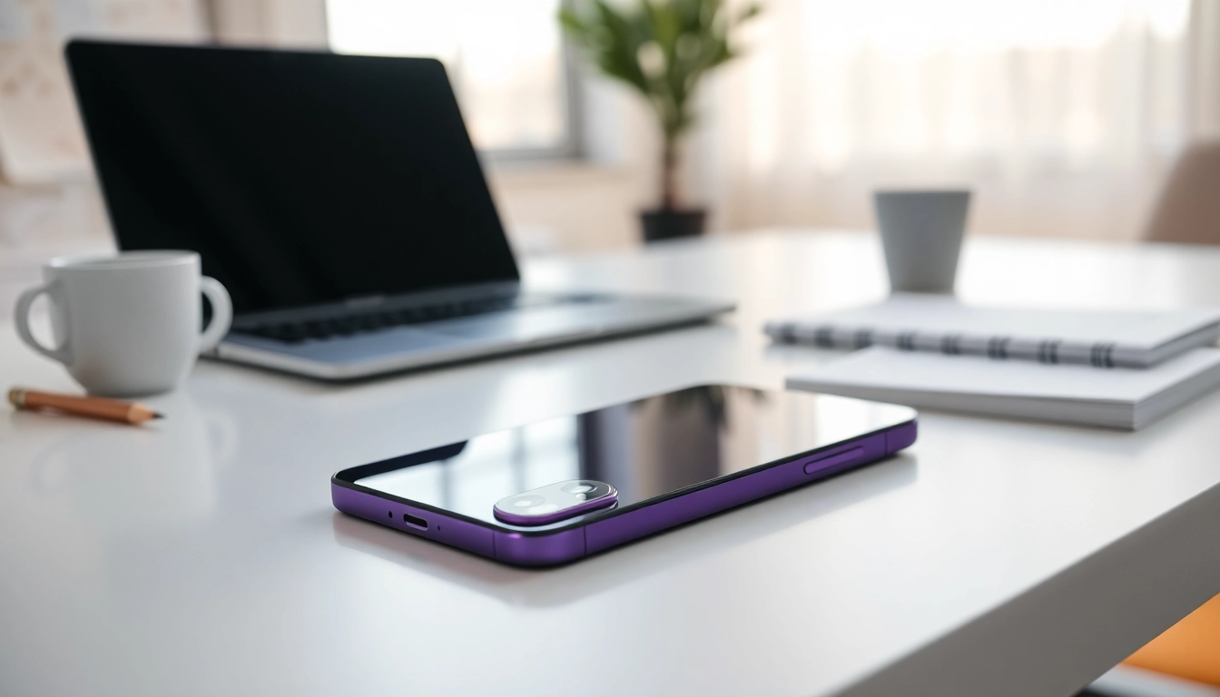 Buy iPhone 16 Pro Max showcased elegantly in a modern office setting with vibrant colors.