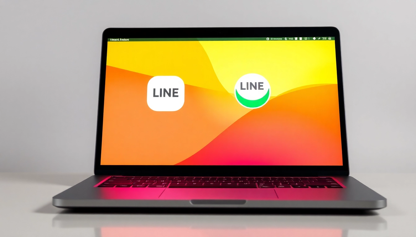 Download line电脑版下载 on a sleek laptop screen showcasing vibrant colors and user-friendly interface.