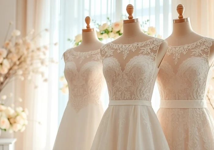 Showcasing stunning reception wedding dresses in a romantic setting for brides to envision their perfect choice.