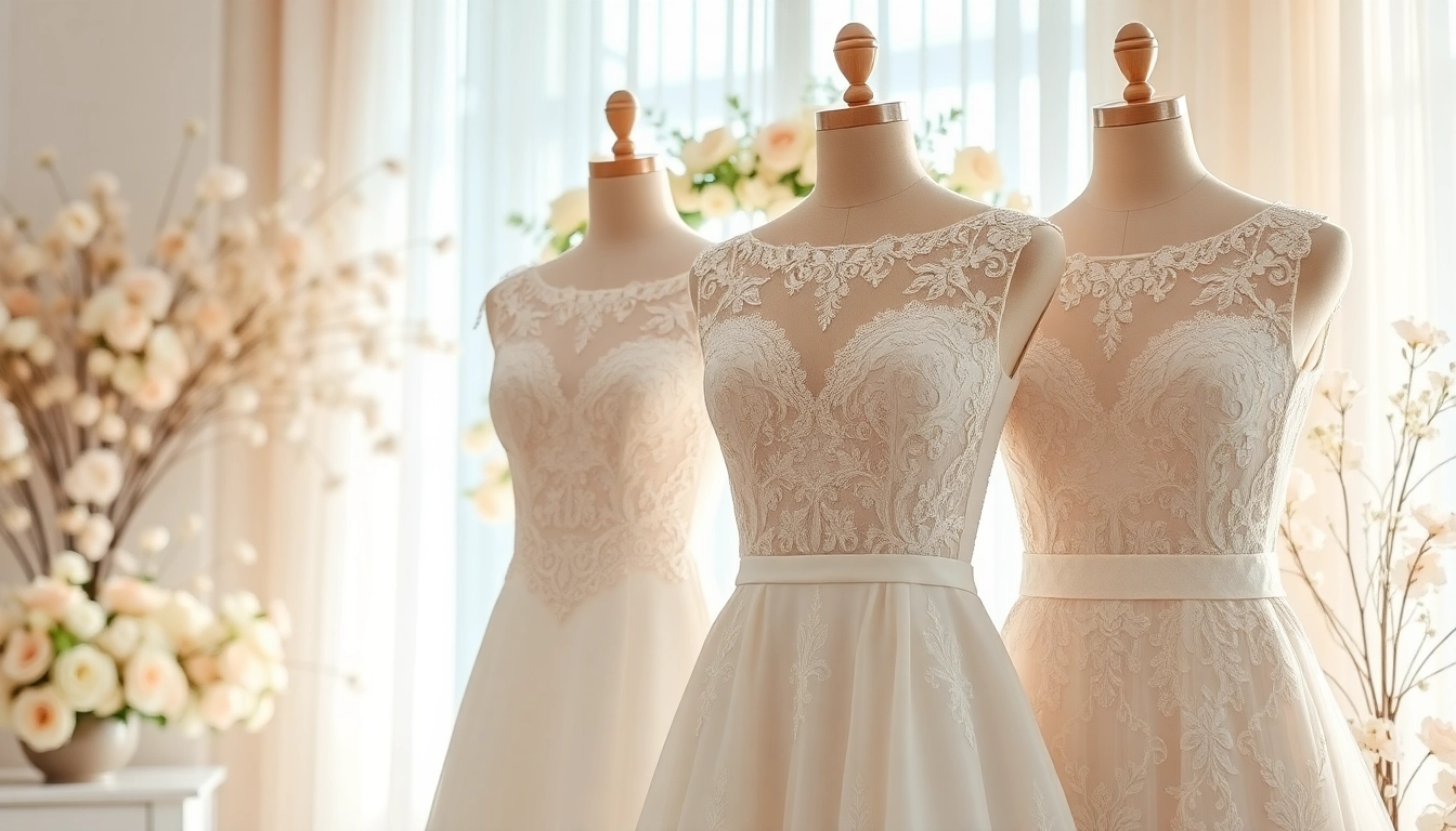 Showcasing stunning reception wedding dresses in a romantic setting for brides to envision their perfect choice.