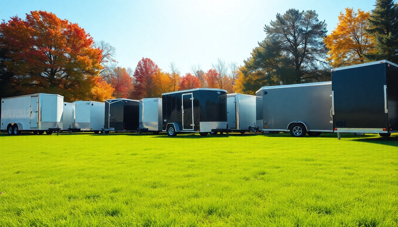 Explore diverse trailers for sale in Massachusetts, showcasing various styles and features in a vibrant setting.
