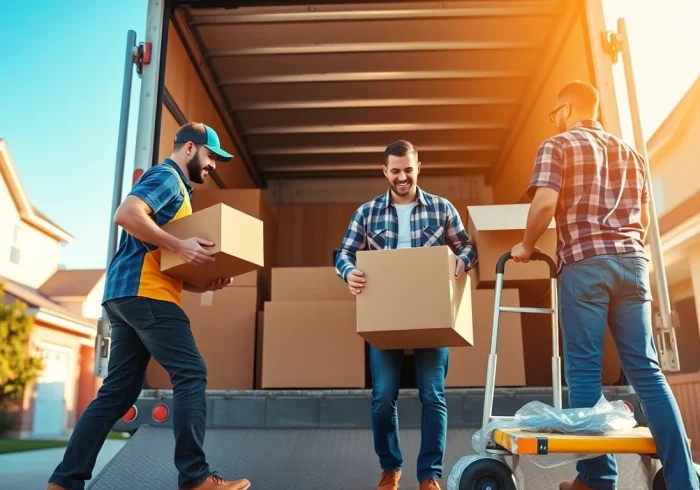 Efficient house moves team skillfully packing items for relocation.