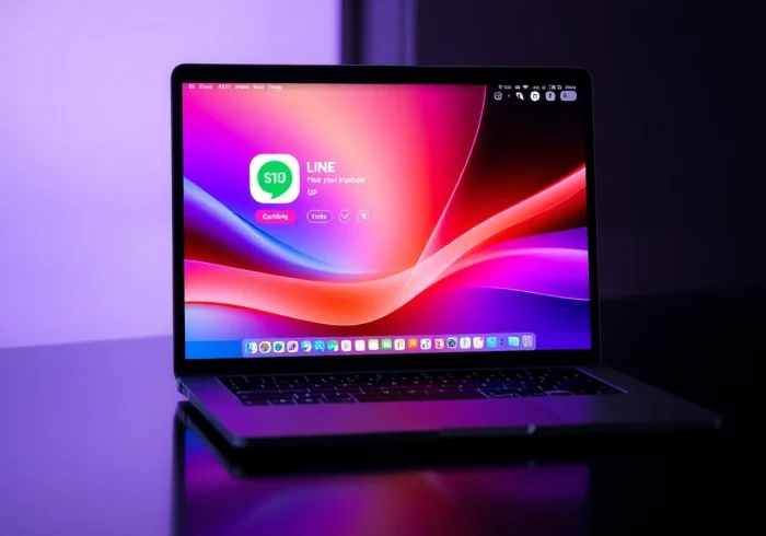 Access LINE下载電腦版 on a sleek laptop showcasing its colorful interface and user-friendly design.