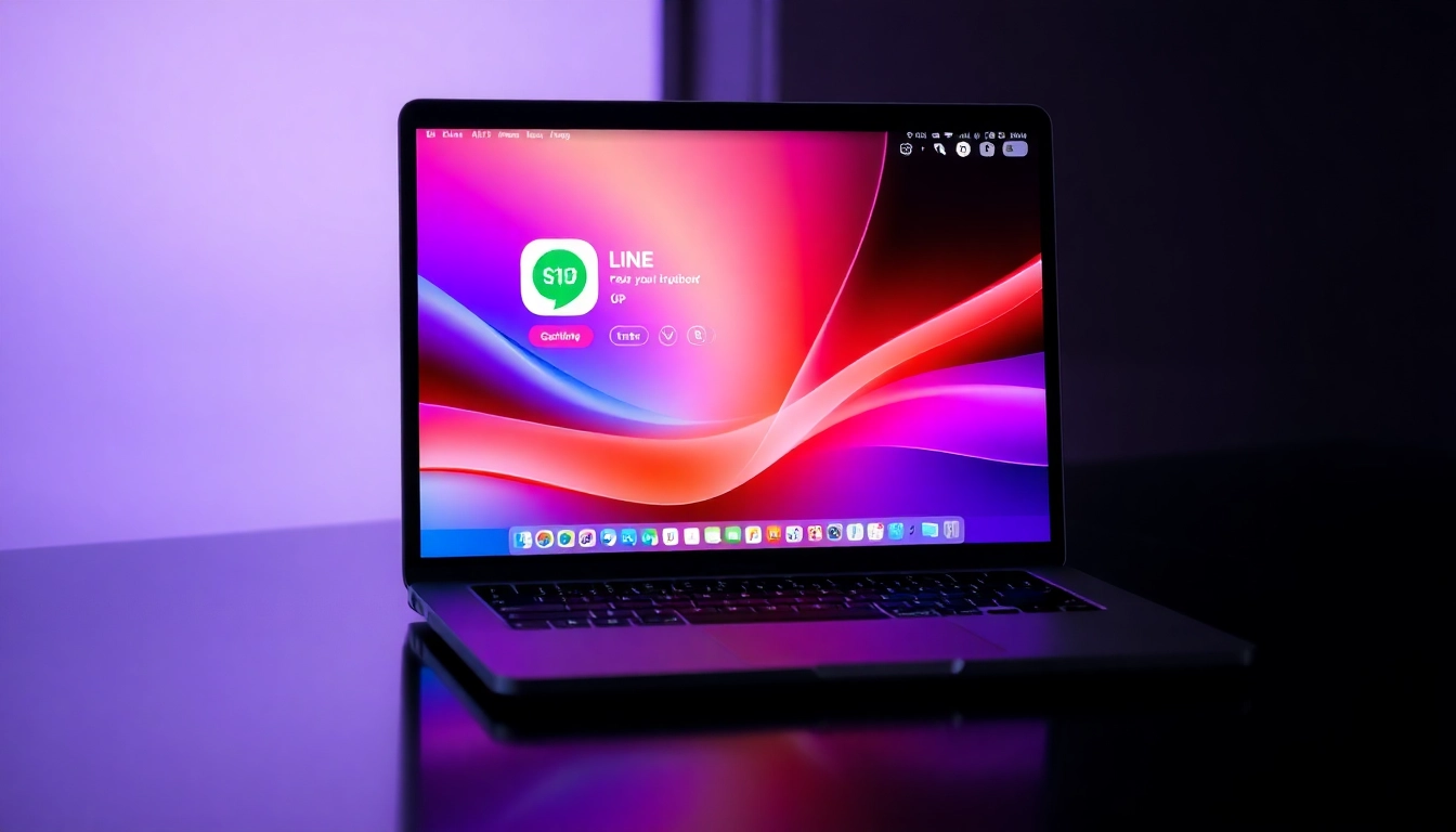 Access LINE下载電腦版 on a sleek laptop showcasing its colorful interface and user-friendly design.