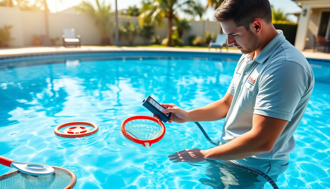 Expert technician providing pool service in Largo, ensuring crystal-clear water quality.