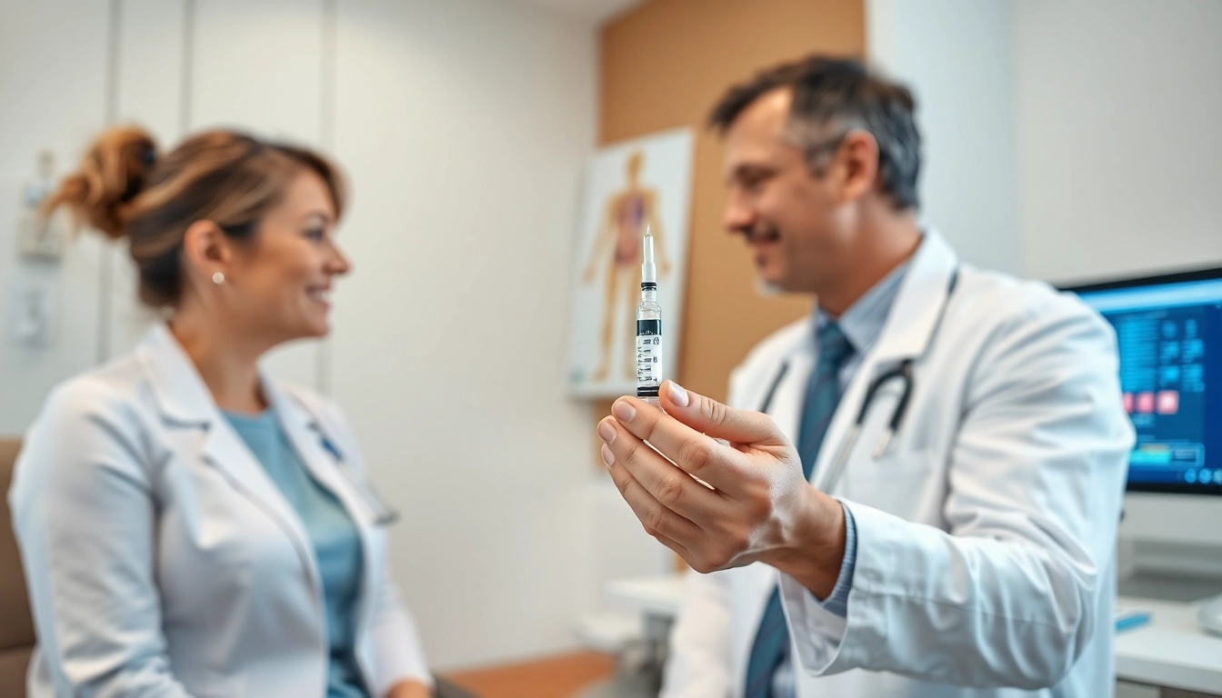 Discussing Injectable Weight Loss options with a healthcare professional in a calming clinic environment.