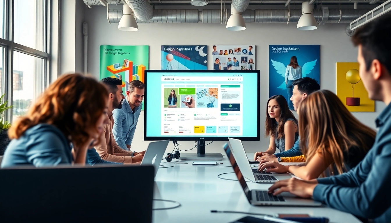 Collaborative web design edmonton team working on a modern website project in a bright office environment.