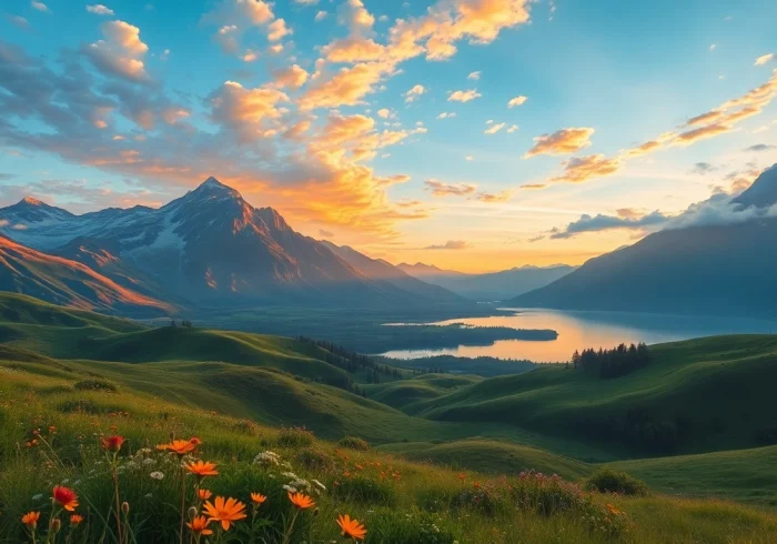 Experience enchanting landscape paintings showcasing breathtaking mountain views and serene lakes.