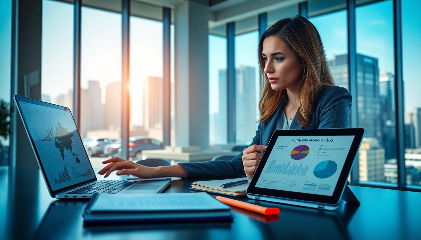 Boosting competitive intelligence through professional market analysis in a modern office setting.