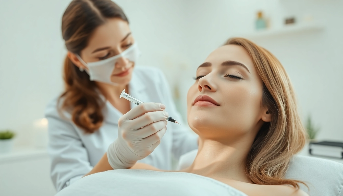 Radiesse injection demonstration by a skilled aesthetician in a relaxing spa.