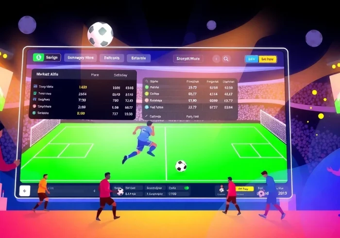 Bet on judi bola terpercaya with a dynamic online betting scene showcasing football action and betting odds.
