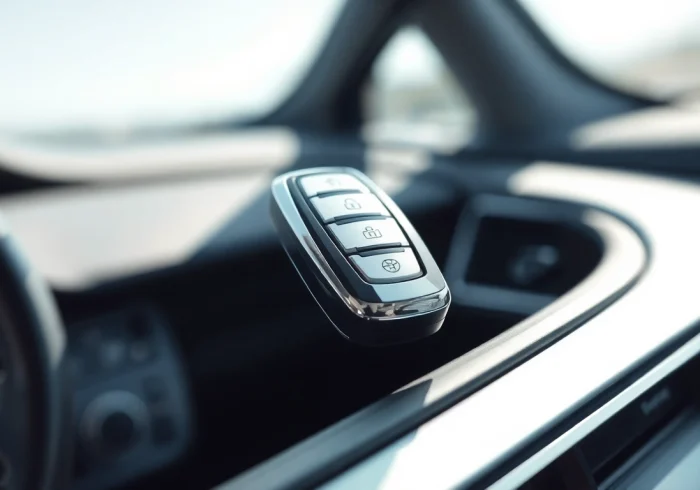 Examine Keyless Carkeys fob design highlighting its convenient features and modern aesthetics.