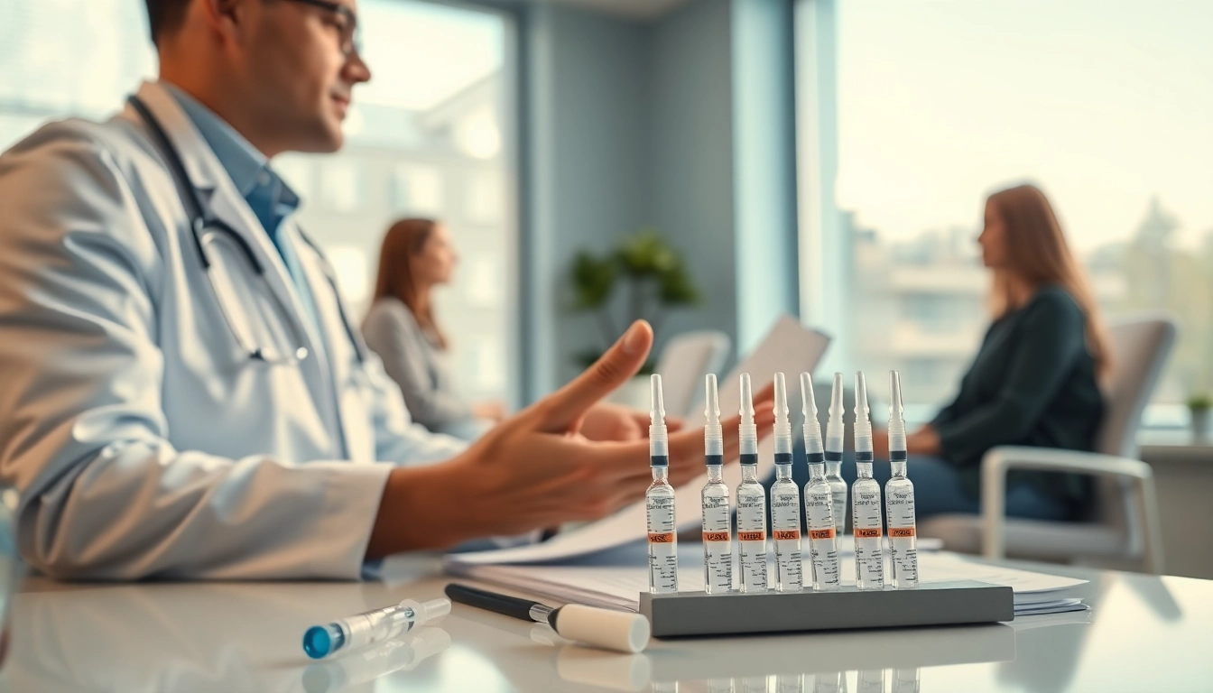 Understanding Peptide Therapy benefits with a healthcare professional in a calm, inviting clinic.