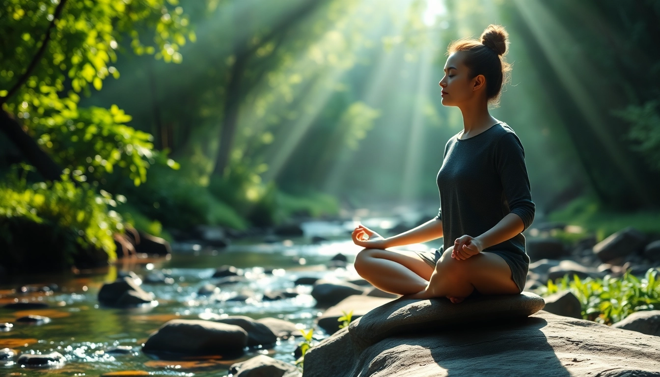 Person meditating in nature, promoting techniques for dealing with anxiety effectively.