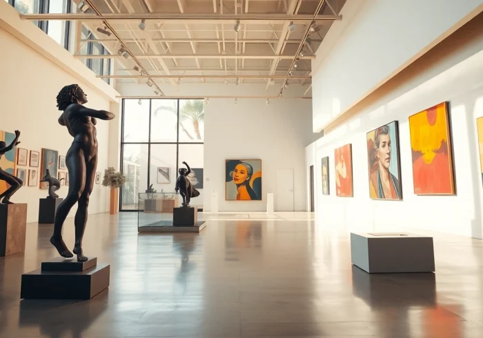 View of the in lieu gallery featuring contemporary art installations and bright natural lighting.