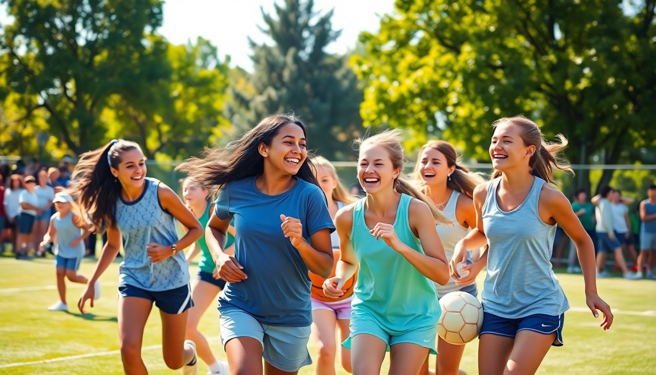 Girls enjoying Multi Sports Camps for Girls, engaging in soccer, basketball, and tennis.