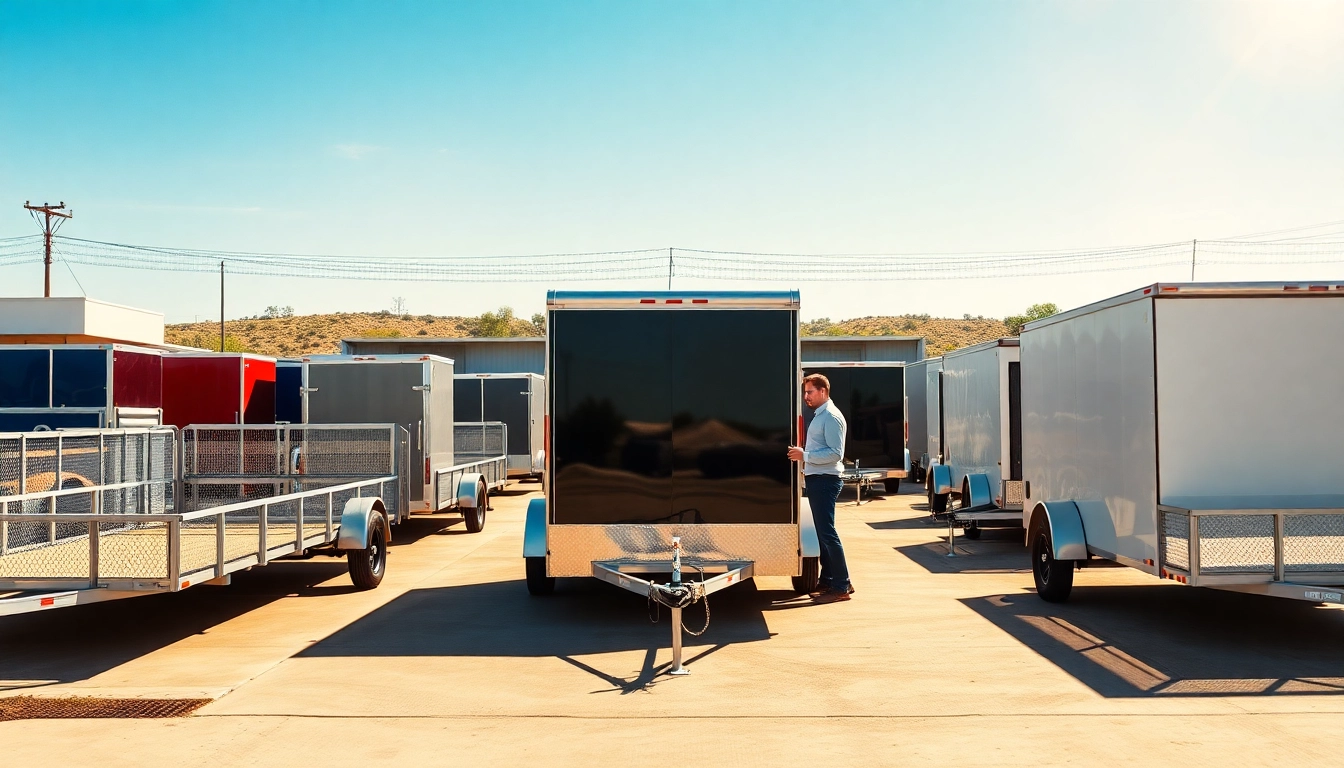 Explore a selection of trailers near me for sale at a vibrant dealership with various models.