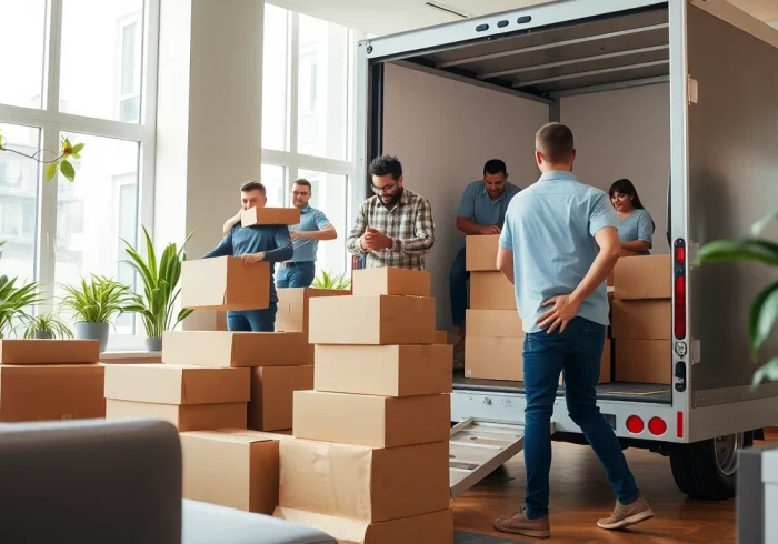Moving Toronto team efficiently packs items into a moving truck during a residential move.