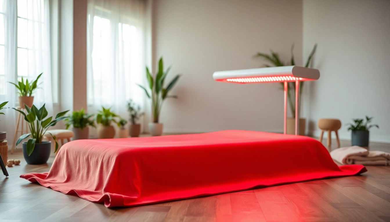 Experience the benefits of a red light therapy mat for relaxation and healing in a tranquil setting.