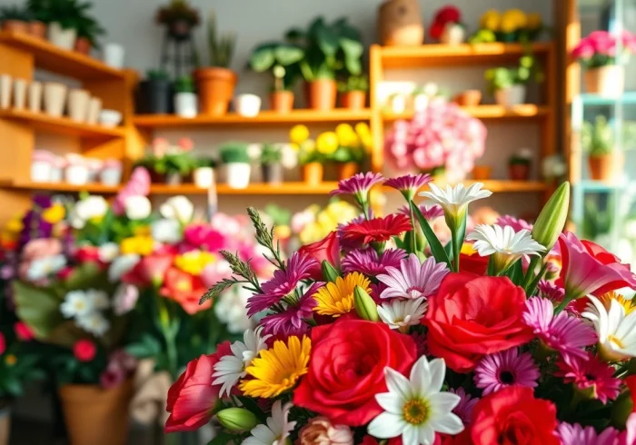 Beautiful floral arrangement at Florist Wollert, showcasing vibrant flowers and artistic designs.