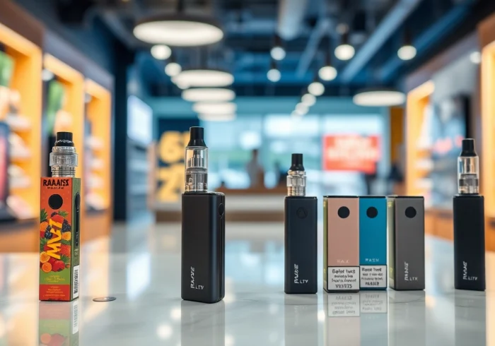 Showcase of RAZ LTX 25K disposable vapes in a stylish and modern retail setting.