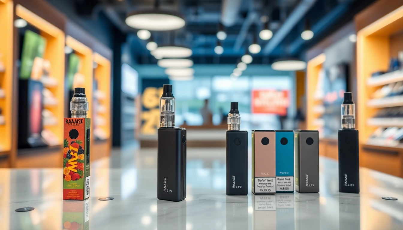 Showcase of RAZ LTX 25K disposable vapes in a stylish and modern retail setting.