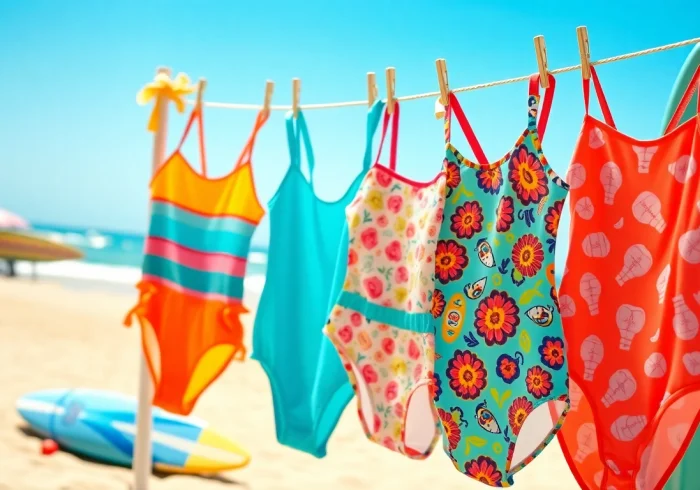 Shop vibrant kids swimwear around me for a fun beach experience.