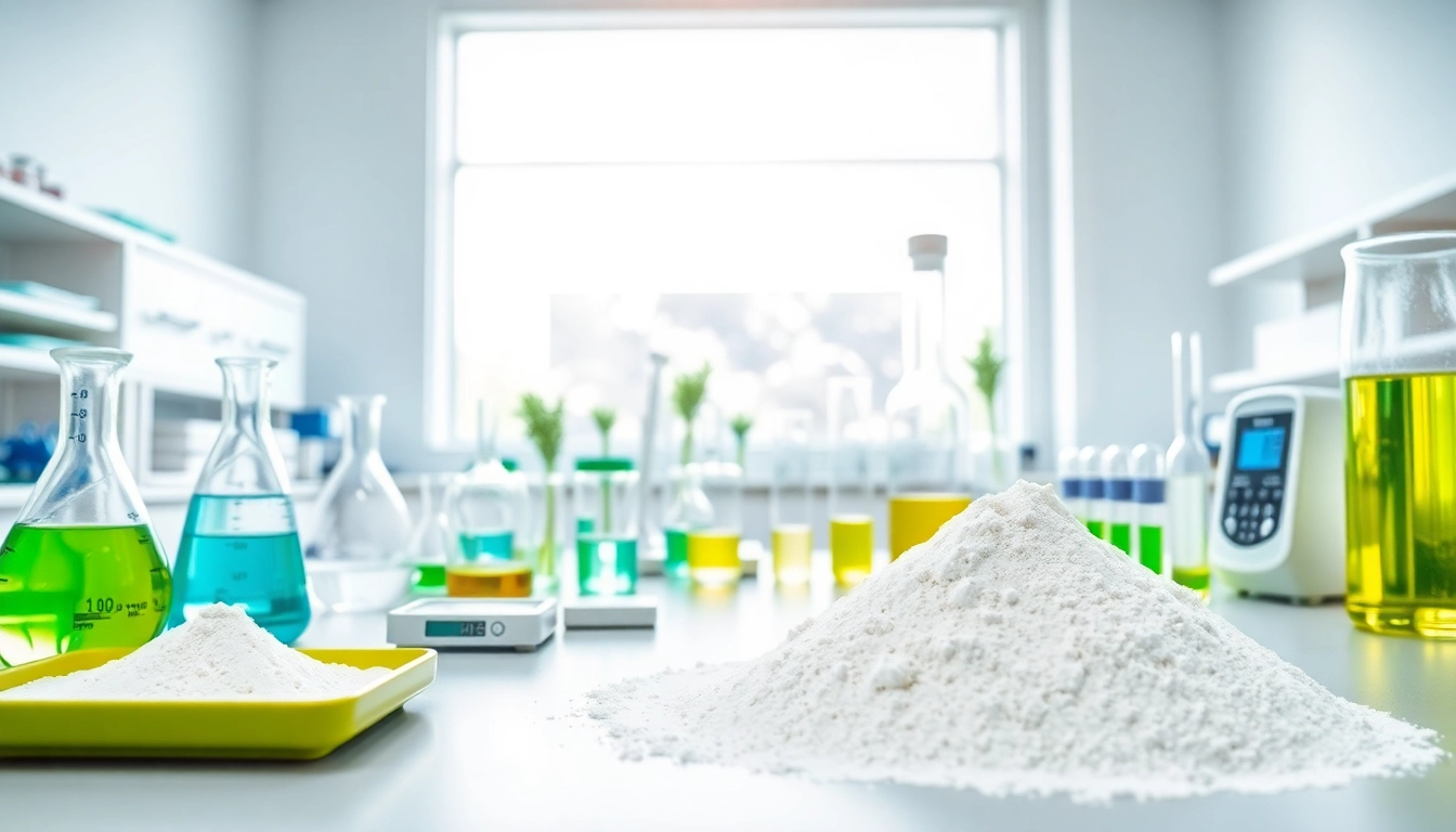 Sodium Carboxymethyl Cellulose showcased in a professional lab environment with precise measuring tools.