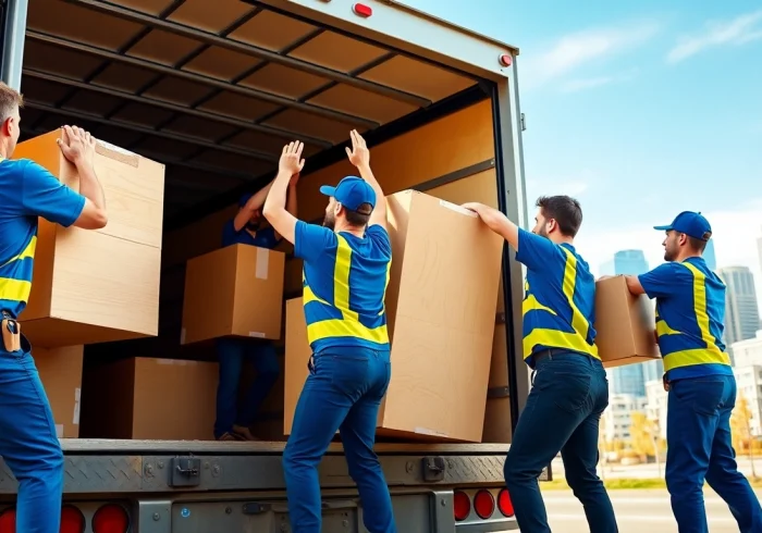 Movers Calgary loading furniture into a truck showcasing teamwork and professionalism.