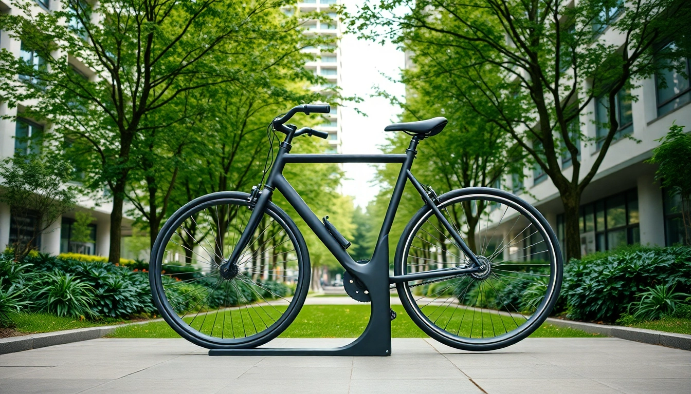 Secure your bike in style with a designer bike rack featuring a sleek, modern design.