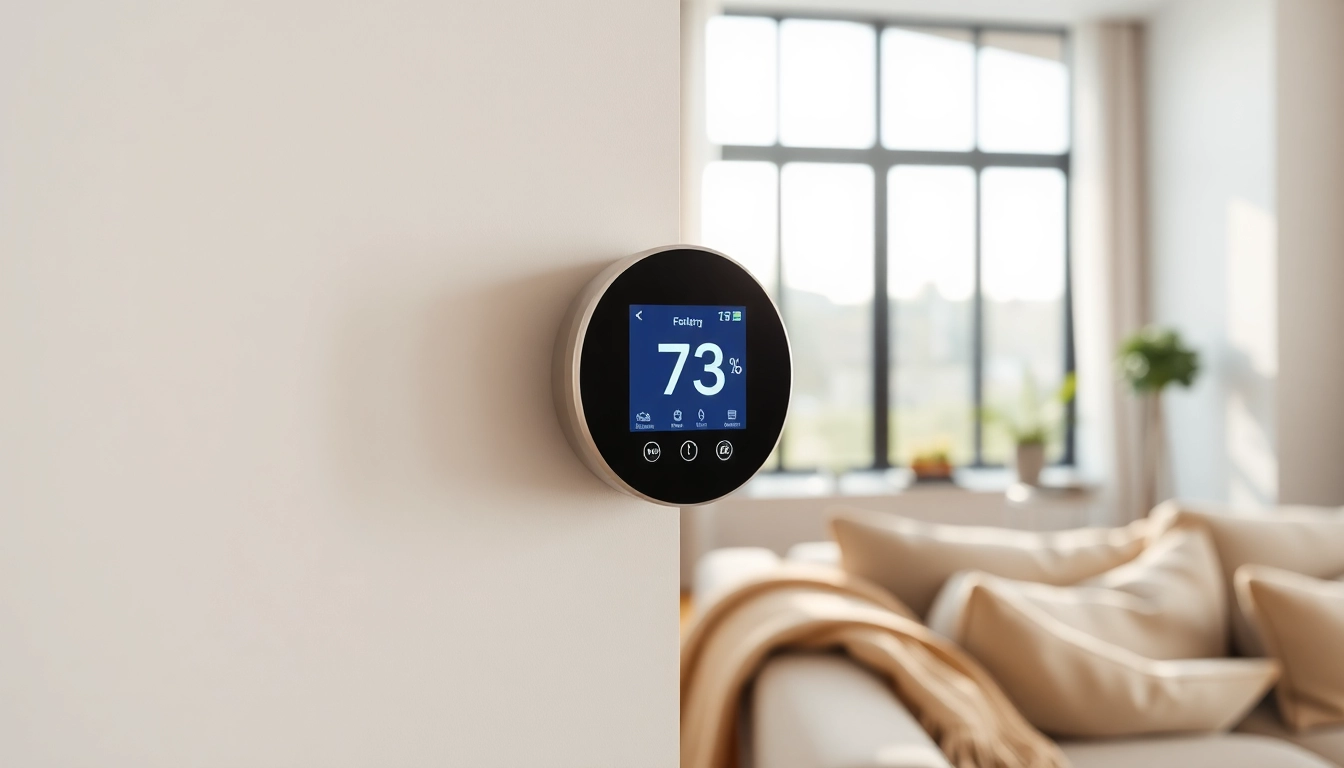 Steuern Sie Ihre Infrarotheizung mit einem modernen thermostat infrarotheizung in einem stilvollen Raum.
