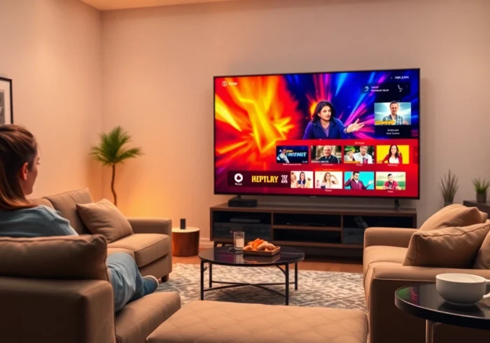 Comprar Listas IPTV - Exploring diverse streaming options in a cozy living room.